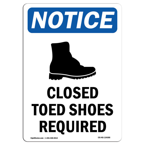 Closed Toed Shoes Required Sign